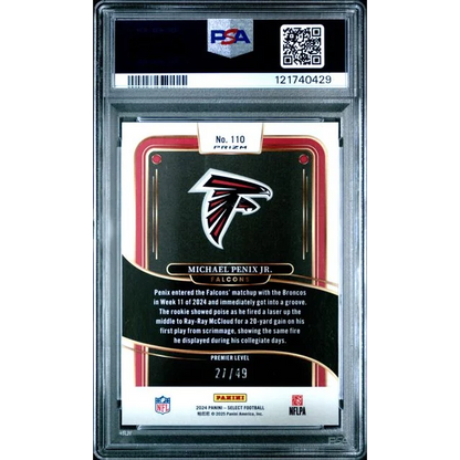 Graded 2024 Panini Select Michael Penix Jr #110 /49 Red Disco Rookie RC Football Card PSA 10 Gem Mint | PSA 10 Gem Mint Graded Rookie Card | vintageantiquesgifts.com