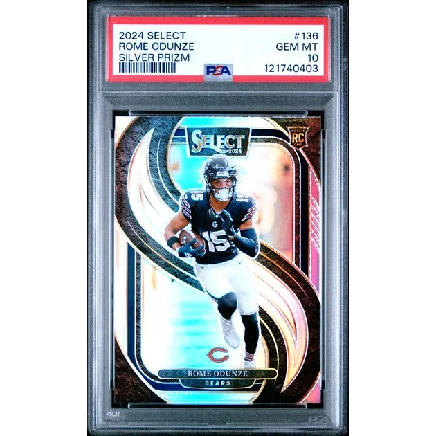 Graded 2024 Panini Select Rome Odunze #136 Silver Prizm Rookie RC Football Card PSA 10 Gem Mint | Hall of Fame Sports Memorabilia | vintageantiquesgifts.com