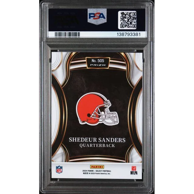 Orange white Cleveland Browns helmet logo on black gold accented card