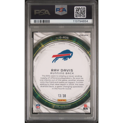 Graded Ray Davis football trading card 13/30 from PSA 2024 Spectra Gamma Meta series