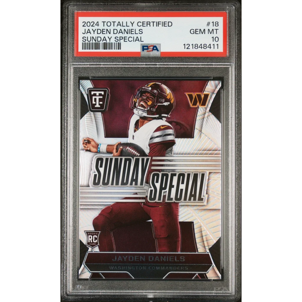 Graded 2024 Panini Totally Certified Jayden Daniels #18 Sunday Special Rookie RC Football Card PSA 10 Gem Mint