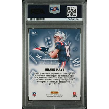 Graded 2024 Panini Zenith Drake Maye #4 A to Z Rookie RC Football Card PSA 10 Gem Mint