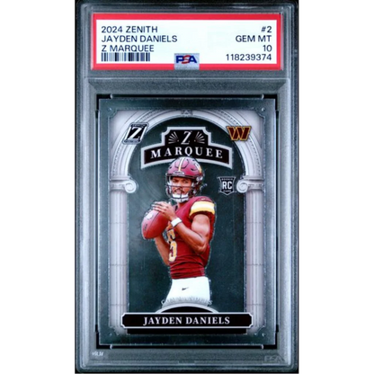 Graded 2024 Panini Zenith Jayden Daniels #2 Z Marquee Rookie RC Football Card PSA 10 Gem Mint | Hall of Fame Sports Memorabilia | vintageantiquesgifts.com
