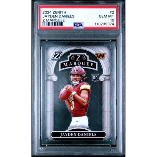 Graded 2024 Panini Zenith Jayden Daniels #2 Z Marquee Rookie RC Football Card PSA 10 Gem Mint | Hall of Fame Sports Memorabilia | vintageantiquesgifts.com