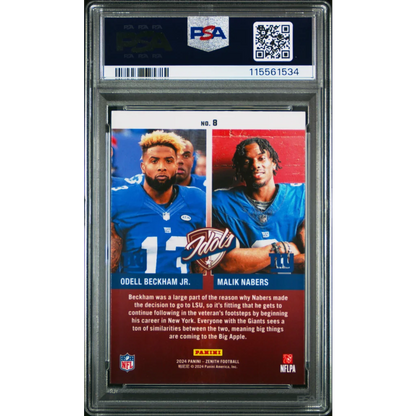Graded 2024 Panini Zenith Malik Nabers/Odell Beckham Jr #8 Idols Rookie RC Football Card PSA 10 Gem Mint | PSA 10 Gem Mint Graded Rookie Card | vintageantiquesgifts.com