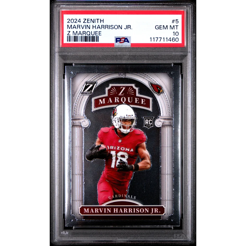 Graded 2024 Panini Zenith Marvin Harrison Jr #5 Z Marquee Rookie RC Football Card PSA 10 Gem Mint | Hall of Fame Sports Memorabilia | vintageantiquesgifts.com