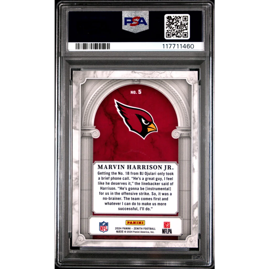 Graded 2024 Panini Zenith Marvin Harrison Jr #5 Z Marquee Rookie RC Football Card PSA 10 Gem Mint | PSA 10 Gem Mint Graded Rookie Card | vintageantiquesgifts.com