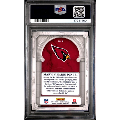 Graded 2024 Panini Zenith Marvin Harrison Jr #5 Z Marquee Rookie RC Football Card PSA 10 Gem Mint | PSA 10 Gem Mint Graded Rookie Card | vintageantiquesgifts.com