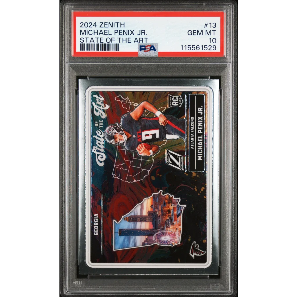 Graded 2024 Panini Zenith Michael Penix Jr #13 State of the Art Rookie RC Football Card PSA 10 Gem Mint | Hall of Fame Sports Memorabilia | vintageantiquesgifts.com
