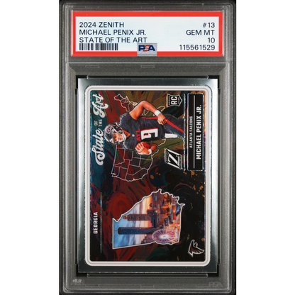 Graded 2024 Panini Zenith Michael Penix Jr #13 State of the Art Rookie RC Football Card PSA 10 Gem Mint | Hall of Fame Sports Memorabilia | vintageantiquesgifts.com