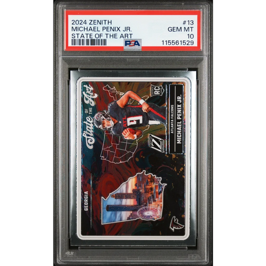 Graded 2024 Panini Zenith Michael Penix Jr #13 State of the Art Rookie RC Football Card PSA 10 Gem Mint | Hall of Fame Sports Memorabilia | vintageantiquesgifts.com