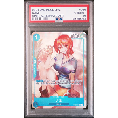 Graded PSA 10 2024 One Piece OP09 JP Nami 050 Alt Art card front