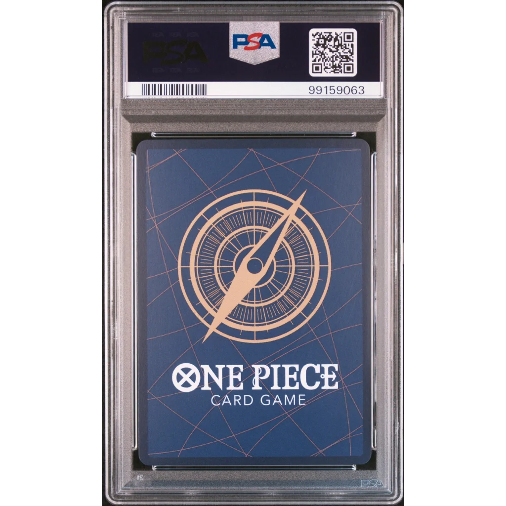 Graded PSA 10 Nami #050 OP09 One Piece Alt Art card in navy slab