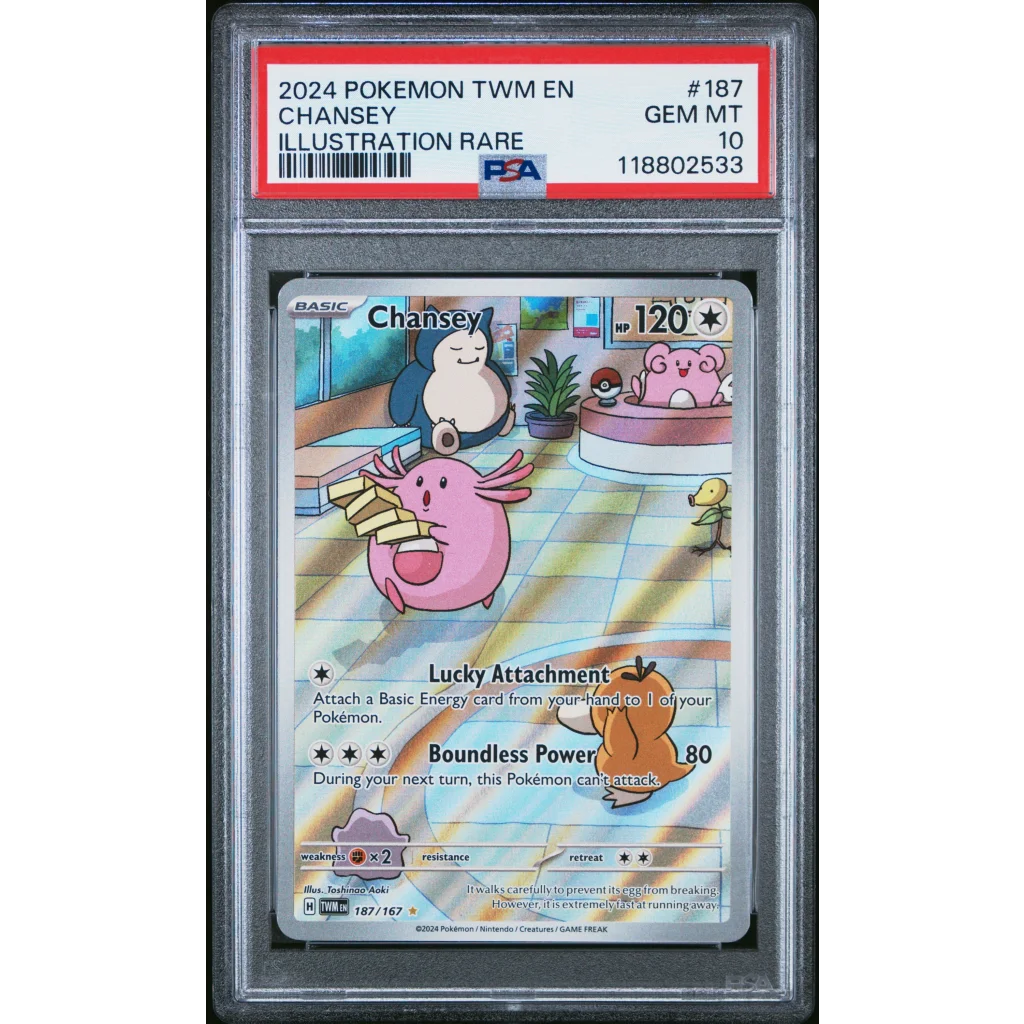 PSA 10 Gem Mint 2024 Pokémon Chansey #187 Twilight Masquerade Illustration Rare