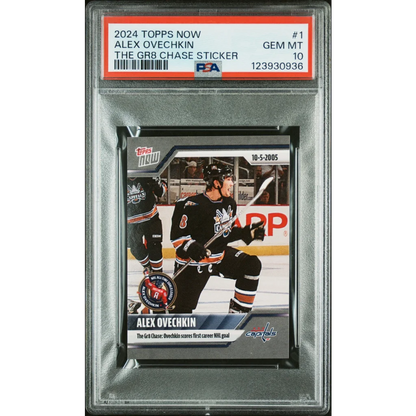 Graded 2024 Topps Now Alex Ovechkin #1 The GR8 Chase Sticker Hockey Card PSA 10 Gem Mint