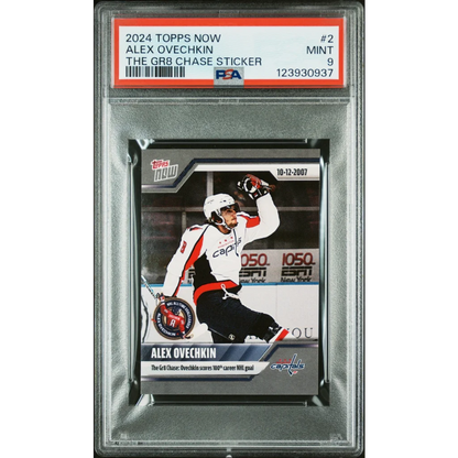 Graded 2024 Topps Now Alex Ovechkin #2 The GR8 Chase Sticker Hockey Card PSA 9 Mint