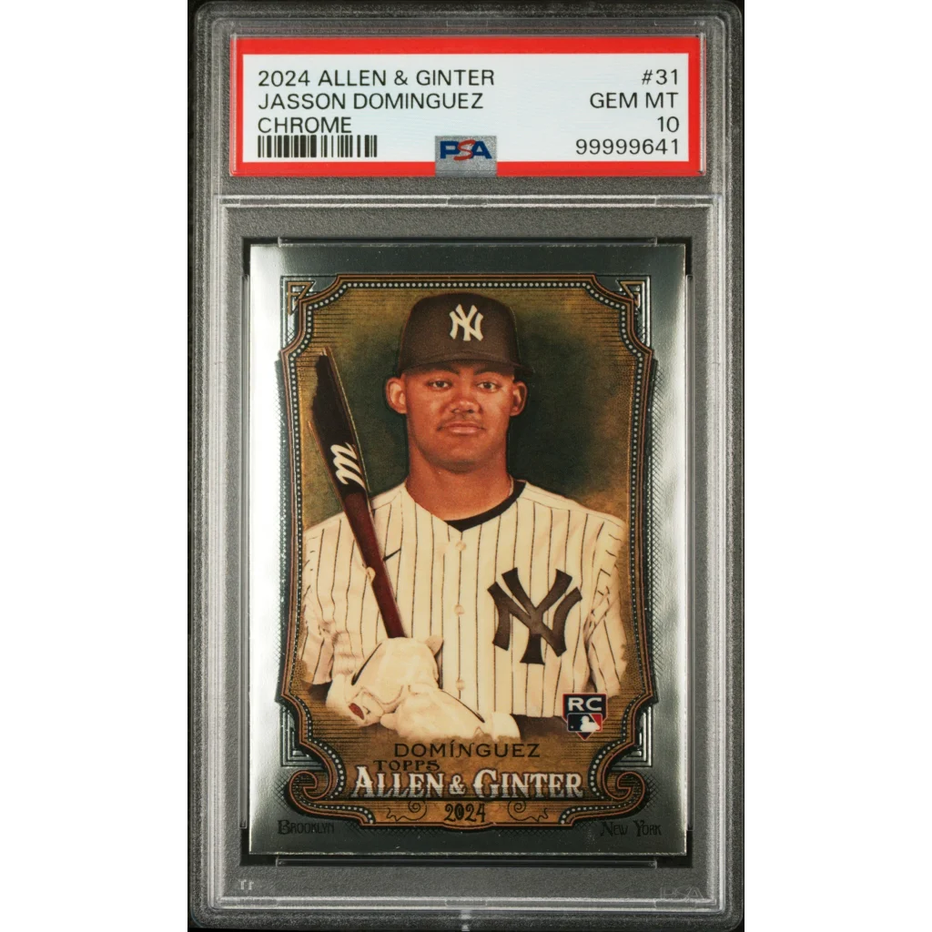 PSA graded Jasson Dominguez 2024 Topps Allen Ginter Chrome Yankees baseball card