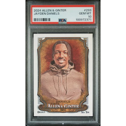 A graded 2024 Topps Allen & Ginter Jayden Daniels football sports card PSA Gem Mint 10