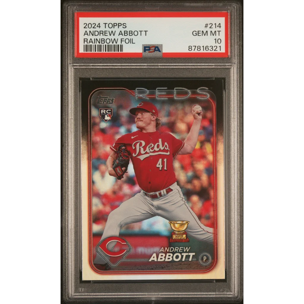 PSA graded 2024 Andrew Abbott Rainbow Foil baseball card by Professional Sports Authenticator
