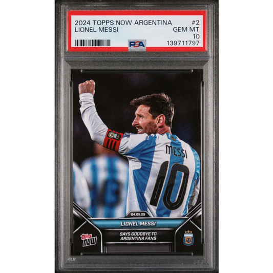 Graded PSA 10 Gem Mint 2024 Topps Now Argentina Lionel Messi #2 card