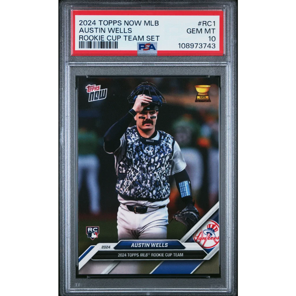 PSA 10 Austin Wells Yankees Rookie Card GEM MT 10 baseball card from 2024 Topps Now