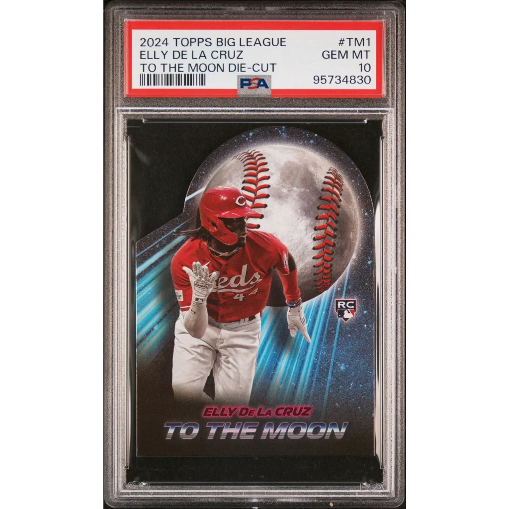Graded Elly De La Cruz To The Moon die-cut baseball card in PSA holder