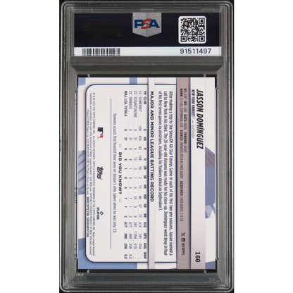 Graded 2024 Topps Big League Jasson Dominguez #160 Rookie RC Baseball Card PSA 10 Gem Mint | PSA 10 Gem Mint Graded Rookie Card | vintageantiquesgifts.com
