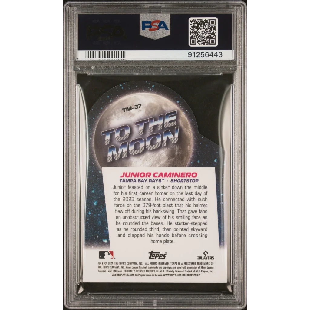 PSA graded Junior Caminero To the Moon die cut baseball card for collectors