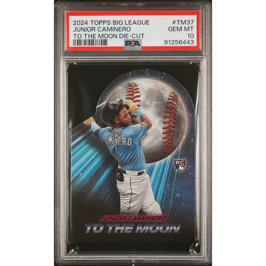 PSA graded 2024 Topps Big League Junior Caminero To The Moon die-cut baseball card