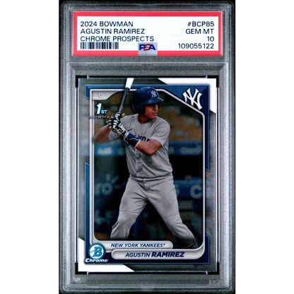 Graded 2024 Topps Bowman Agustin Ramirez #BCP85 Chrome Prospects Rookie RC Baseball Card PSA 10 Gem Mint | Hall of Fame Sports Memorabilia | vintageantiquesgifts.com