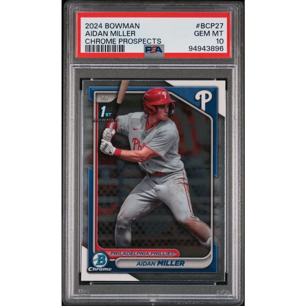 Aidan Miller 2024 Bowman Chrome Prospects baseball card graded PSA GEM MT 10