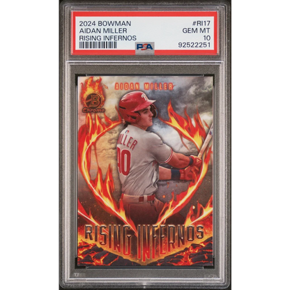 2024 Bowman Aidan Miller Rising Infernos Rookie Card graded GEM MT 10 by PSA