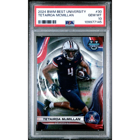 Graded 2024 Topps Bowman Best University Tetairoa McMillan #30 Rookie RC Football Card PSA 10 Gem Mint | Hall of Fame Sports Memorabilia | vintageantiquesgifts.com
