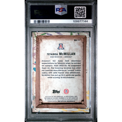 PSA graded Tetairoa McMillan football card with white jersey, grade A, number 4