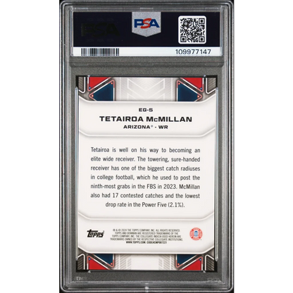 Graded 2024 Topps Bowman Best University Tetairoa McMillan #EG5 Elements of the Game Rookie RC Football Card PSA 10 Gem Mint | PSA 10 Gem Mint Graded Rookie Card | vintageantiquesgifts.com