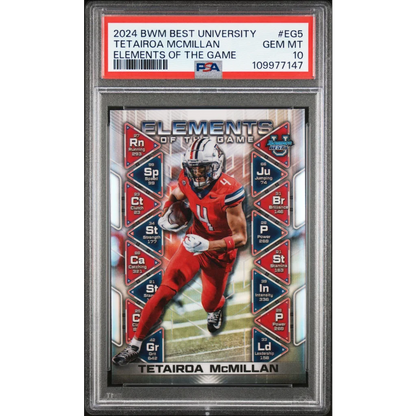 PSA Graded Tetairoa McMillan football trading card showcasing Teteiroa McMillan in a collectible card style