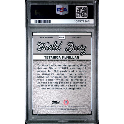 Graded 2024 Topps Bowman Best University Tetairoa McMillan #FD14 Field Day Rookie RC Football Card PSA 10 Gem Mint | PSA 10 Gem Mint Graded Rookie Card | vintageantiquesgifts.com