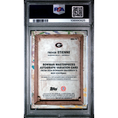 Graded 2024 Topps Bowman Best University Trevor Etienne #TE Bowman Masterpieces Auto Orange /25 Rookie RC Football Card PSA 10 Gem Mint | PSA 10 Gem Mint Graded Rookie Card | vintageantiquesgifts.com