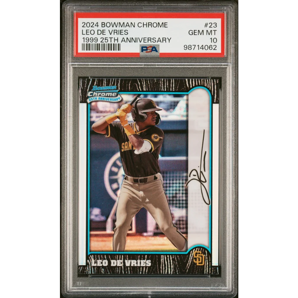 Graded PSA 10 2024 Bowman Chrome Leo De Vries Rookie #23 signed card