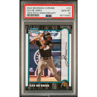 Graded PSA 10 2024 Bowman Chrome Leo De Vries Rookie #23 signed card