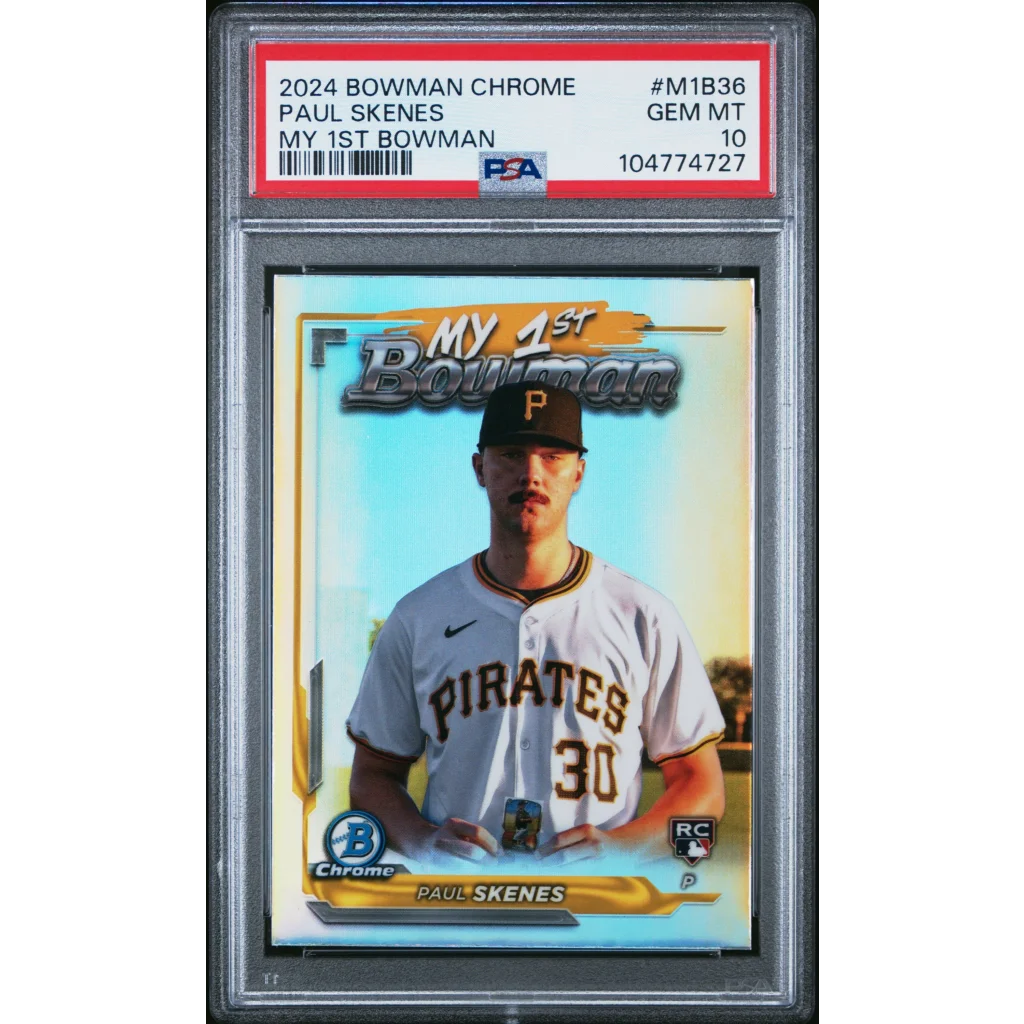 PSA 10 Graded 2024 Bowman Chrome Paul Skenes Rookie Card in Pirates Jersey