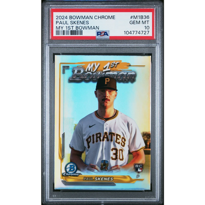 PSA 10 Graded 2024 Bowman Chrome Paul Skenes Rookie Card in Pirates Jersey