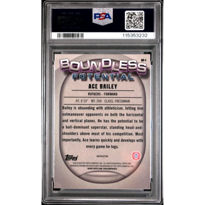 Graded PSA 10 2024 Topps Bowman Chrome Ace Bailey Boundless Potential Refractor RC
