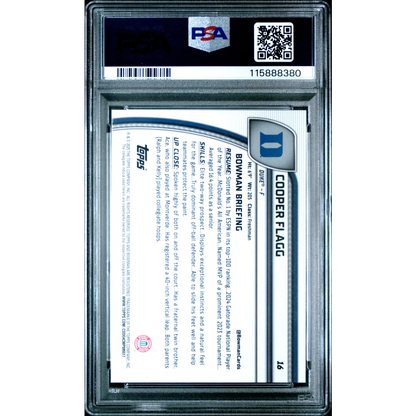 Graded 2024 Topps Bowman Chrome U Cooper Flagg #16 Black Wave Rookie RC Basketball Card PSA 10 Gem Mint | PSA 10 Gem Mint Graded Rookie Card | vintageantiquesgifts.com