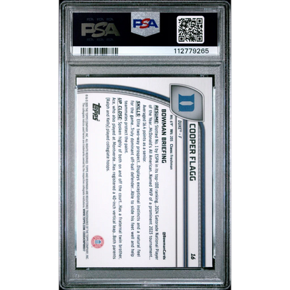 Graded 2024 Topps Bowman Chrome U Cooper Flagg #16 Purple Lava Rookie RC Basketball Card PSA 10 Gem Mint | PSA 10 Gem Mint Graded Rookie Card | vintageantiquesgifts.com