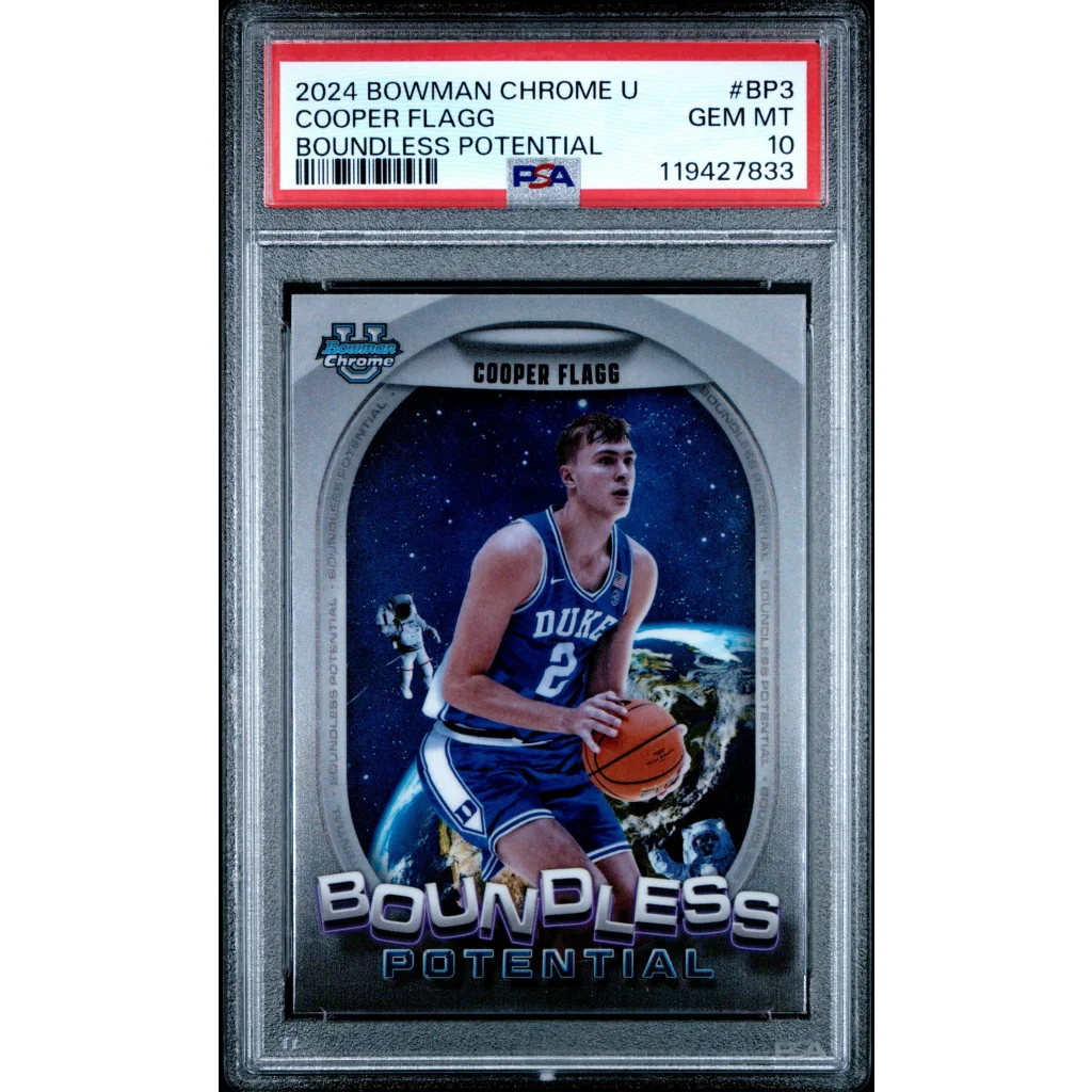 Graded 2024 Topps Bowman Chrome U Cooper Flagg #BP3 Boundless Potential Rookie RC Basketball Card PSA 10 Gem Mint | Hall of Fame Sports Memorabilia | vintageantiquesgifts.com