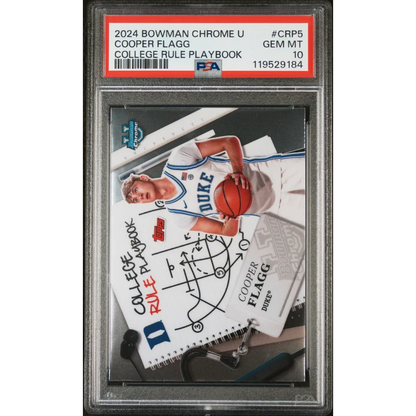 Graded 2024 Topps Bowman Chrome U Cooper Flagg #CRP5 College Rule Playbook Rookie RC Basketball Card PSA 10 Gem Mint | Hall of Fame Sports Memorabilia | vintageantiquesgifts.com