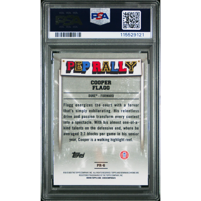A graded Cooper Flagg 2024 Bowman Chrome basketball card in PSA holder