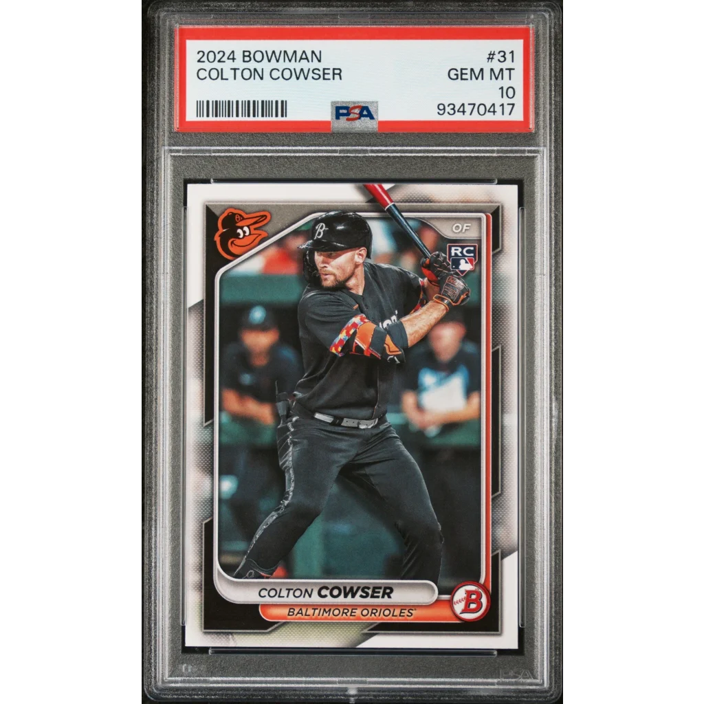 Graded 2024 Topps Bowman Colton Cowser #31 Rookie RC Baseball Card PSA 10 Gem Mint | Hall of Fame Sports Memorabilia | vintageantiquesgifts.com