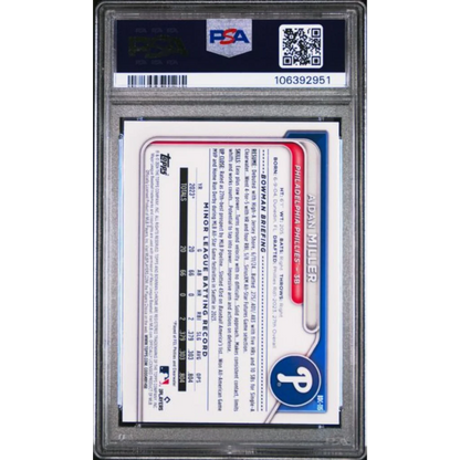 Graded PSA 10 2024 Topps Bowman Draft Aidan Miller Chrome Sky Blue Refractor RC